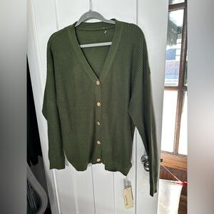 NWT Juoiantang Forest Green Women's Cardigan Sweater